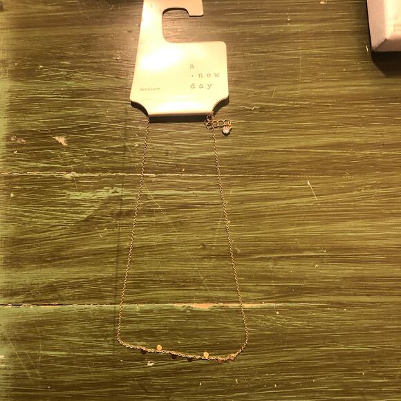 A New Day NWT Small Circle Pendent Necklace Gold Lobster Claw Clasp 3 Inch Ext - Picture 2 of 5